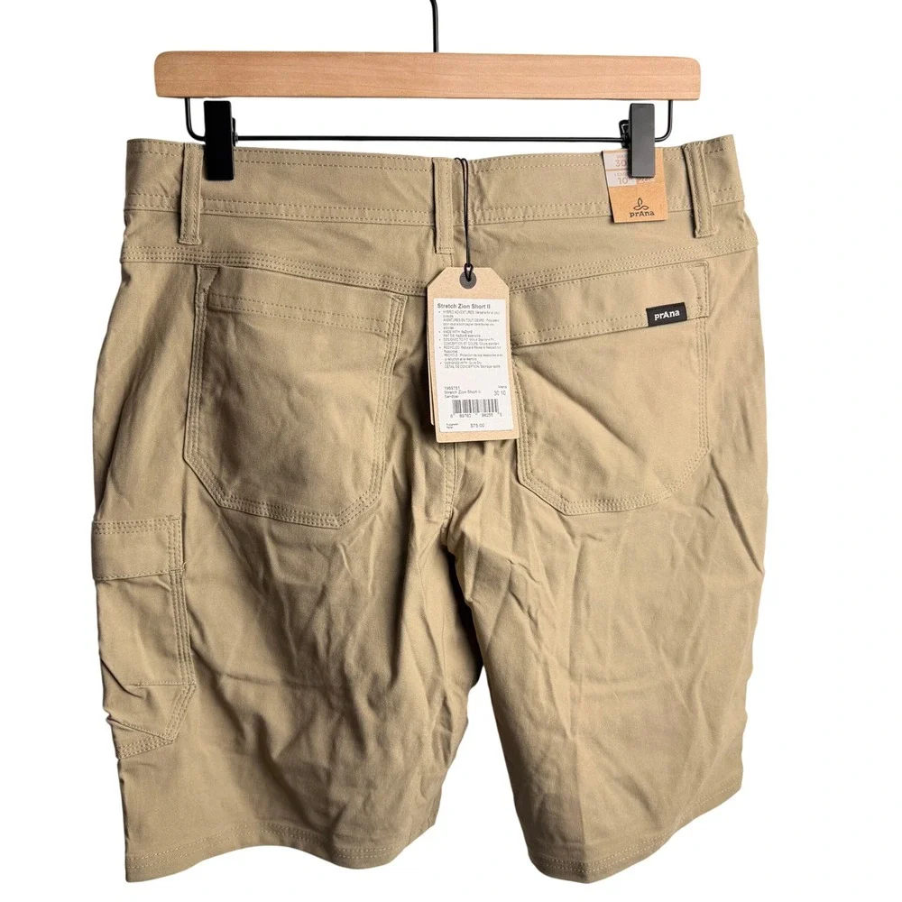 prAna Mens Stretch Zion Short II 30 Sandbar Tan Hiking Cargo Outdoor Trail Gorp